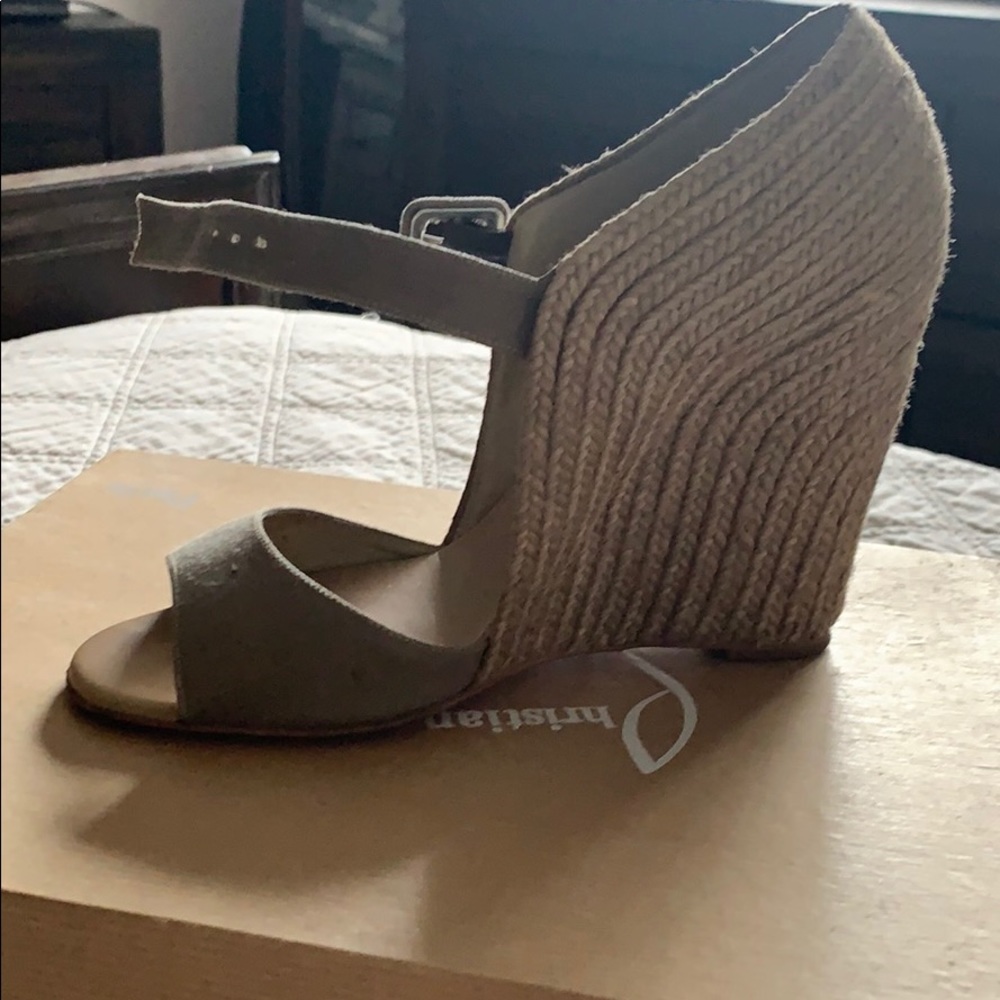 Christian Louboutin taupe wedges SZ 8
